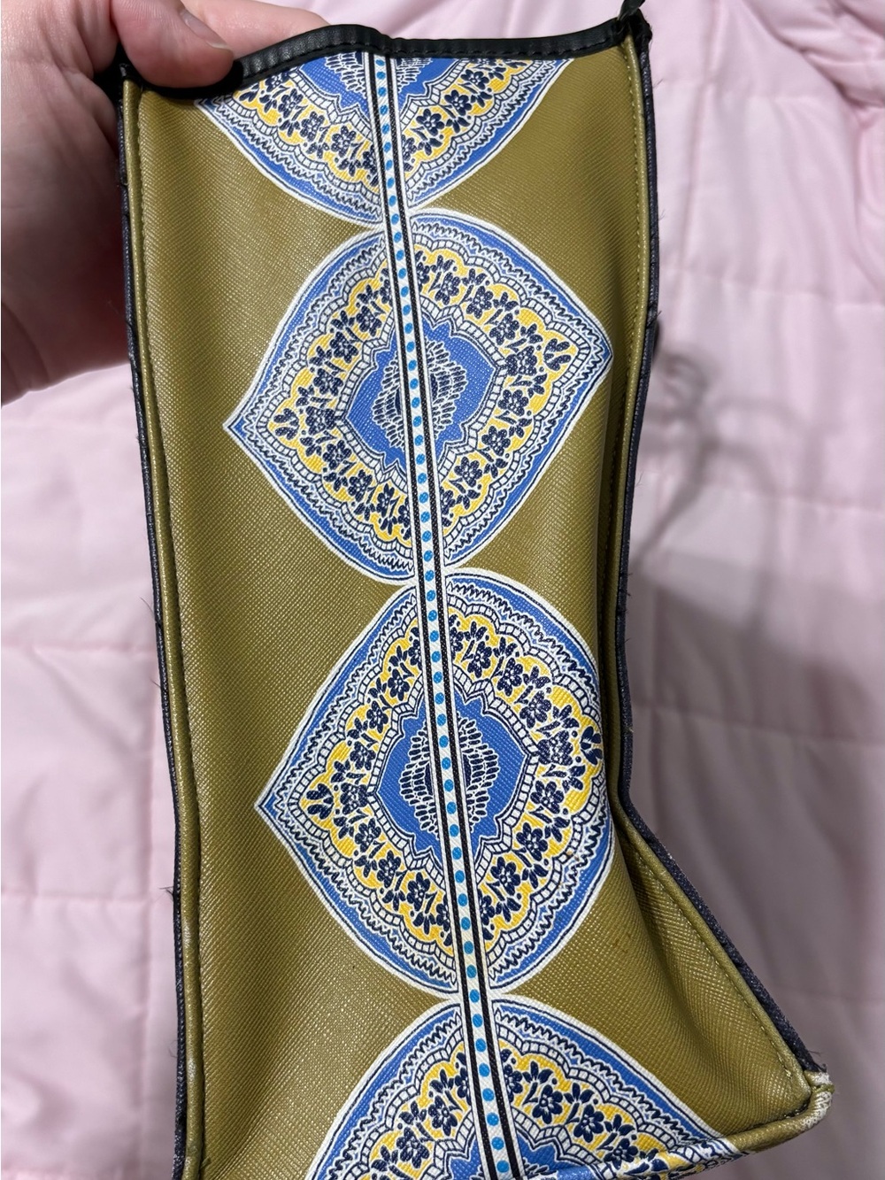 Paisley Print Tote Bag with Black Straps - Spartina 449 - Rust & Blue - Picture 3 of 5